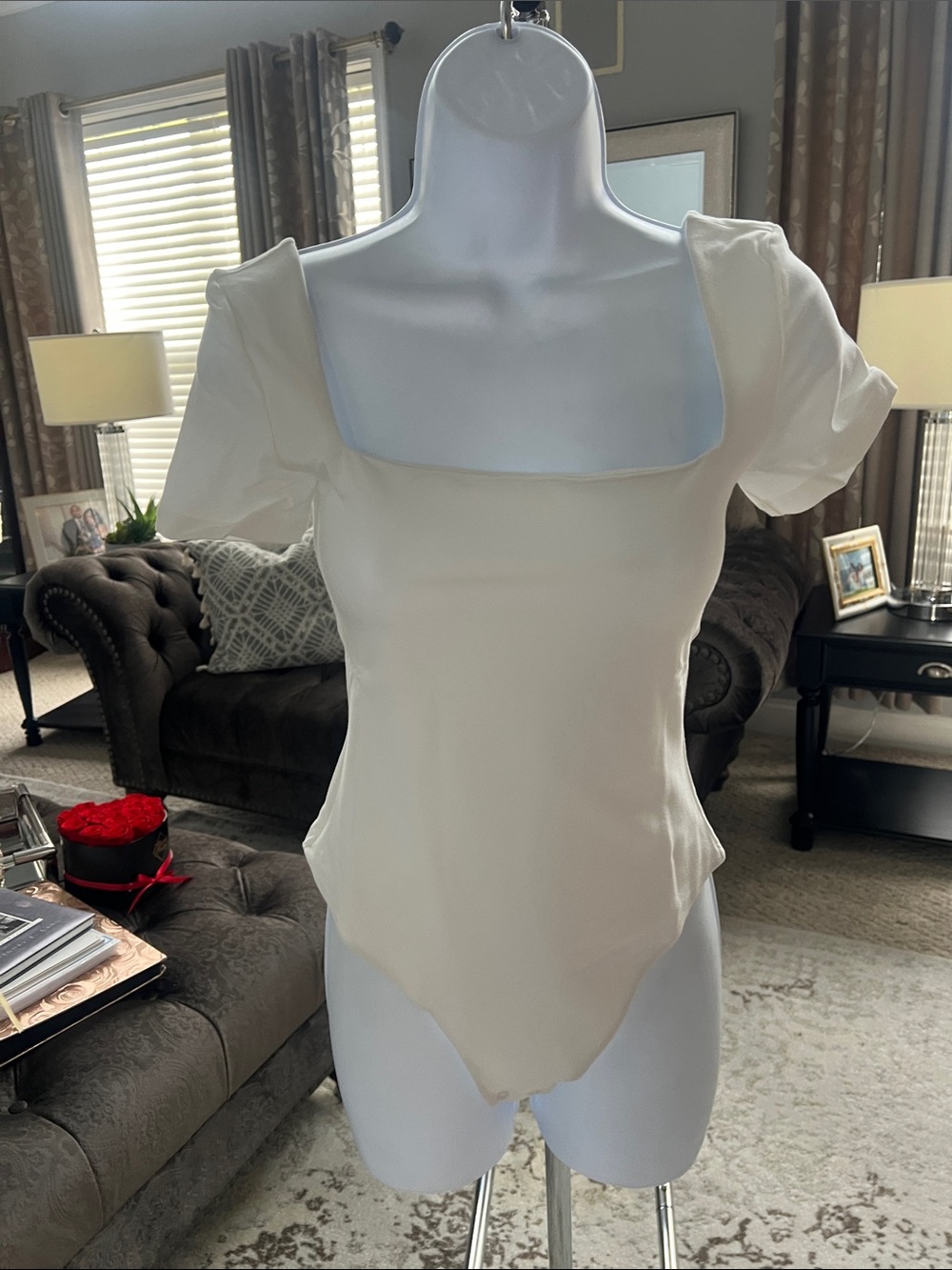 Aritzia Cream Square Neck bodysuit